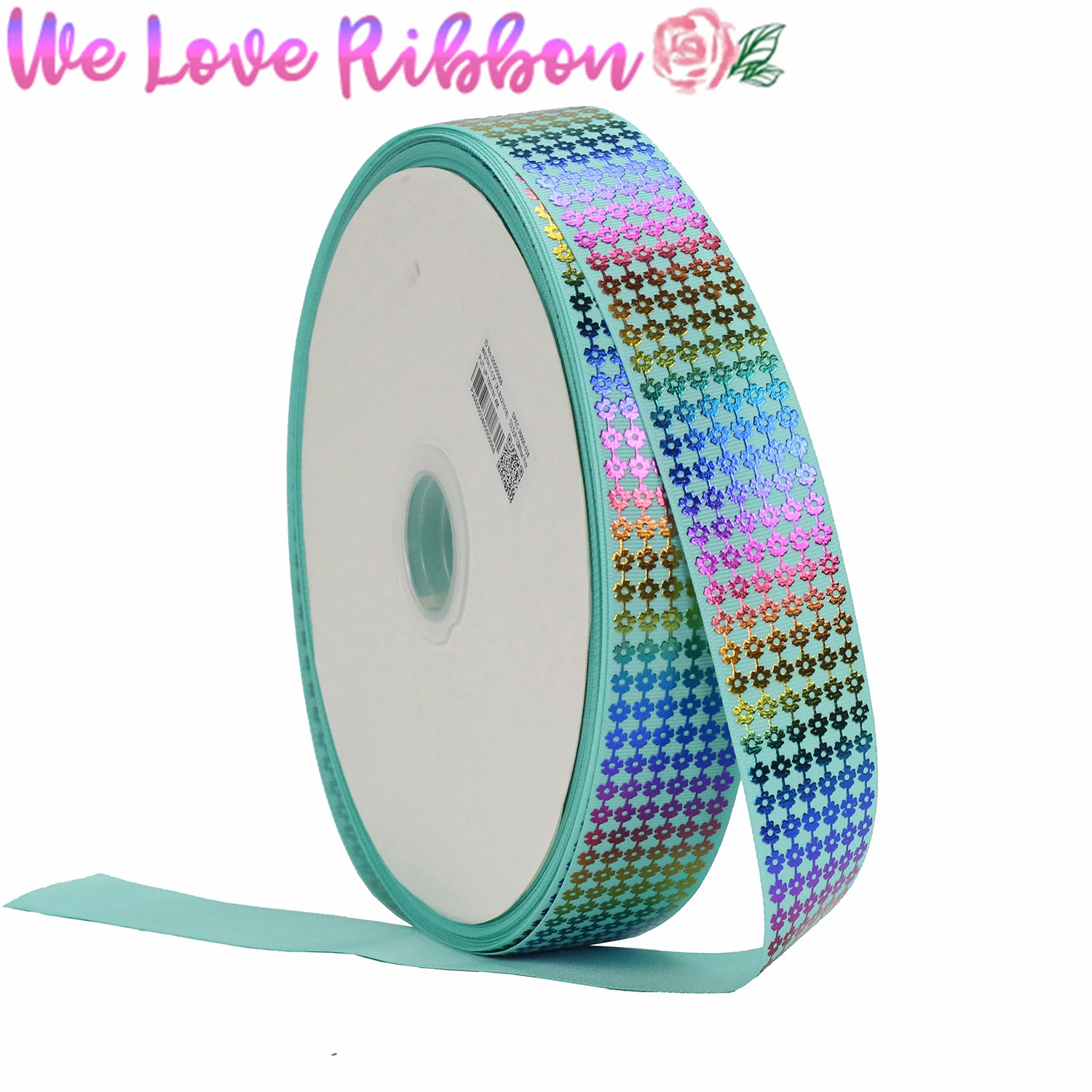 1-1/2 &quot38 мм цветок Радуга голограмма фольга печатная Grosgrain однотонные ленты DIY