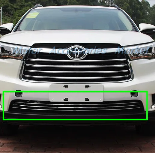 

New Chrome Stainless Steel Bumper Grille Air Vent Chrome Trim For Toyota Highlander 2014 2015 2016