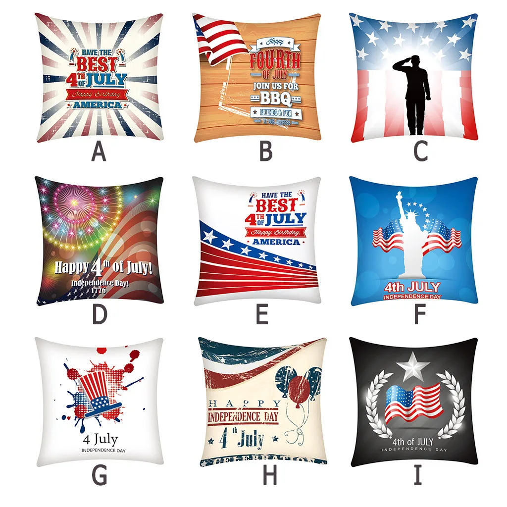 

2019 Cushion Cover Independence Day 4th of July Pillowcases Sofa Home Decor Housse de Coussin Cojines Pillow Case Funda Cojin