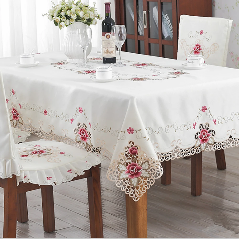 

SHSEJA-European Style Tablecloths, Fabric Embroidery, Lace, Restaurant, Wedding Party Decoration