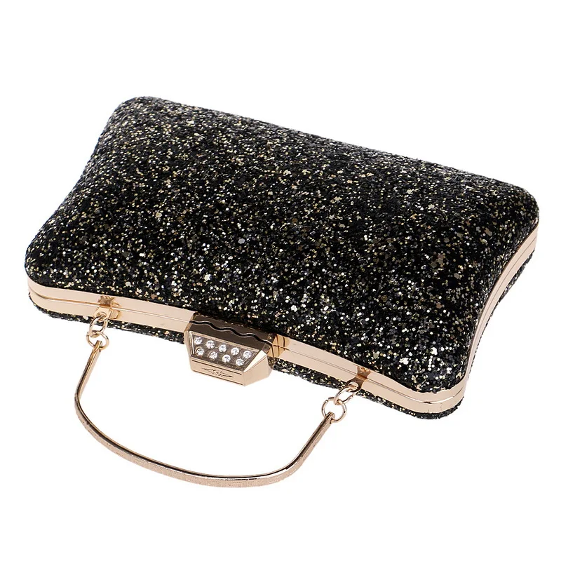 Luxy Moon Black And Gold Sequin Clutch Top View