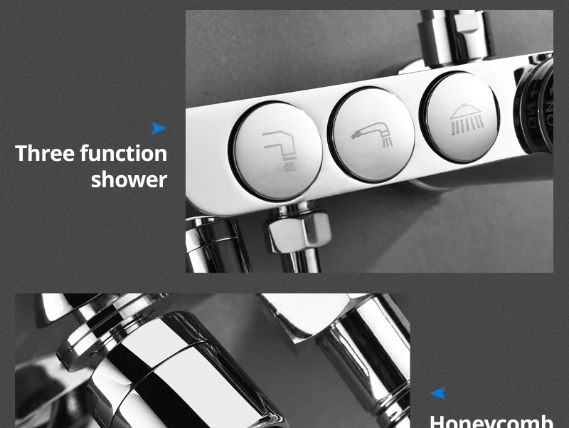 hm Black Rainfall Thermostatic Shower Faucet Set Single Lever Brass Mixer Valve Rack Bath Shower Mixers Rack shower set (24)