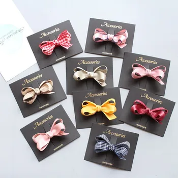 

MIXIU Solid Plaid Cloth Bows Hair Clips Boutique Hairpin Hair Accessories Princess Gifts For Women Girl Headwear