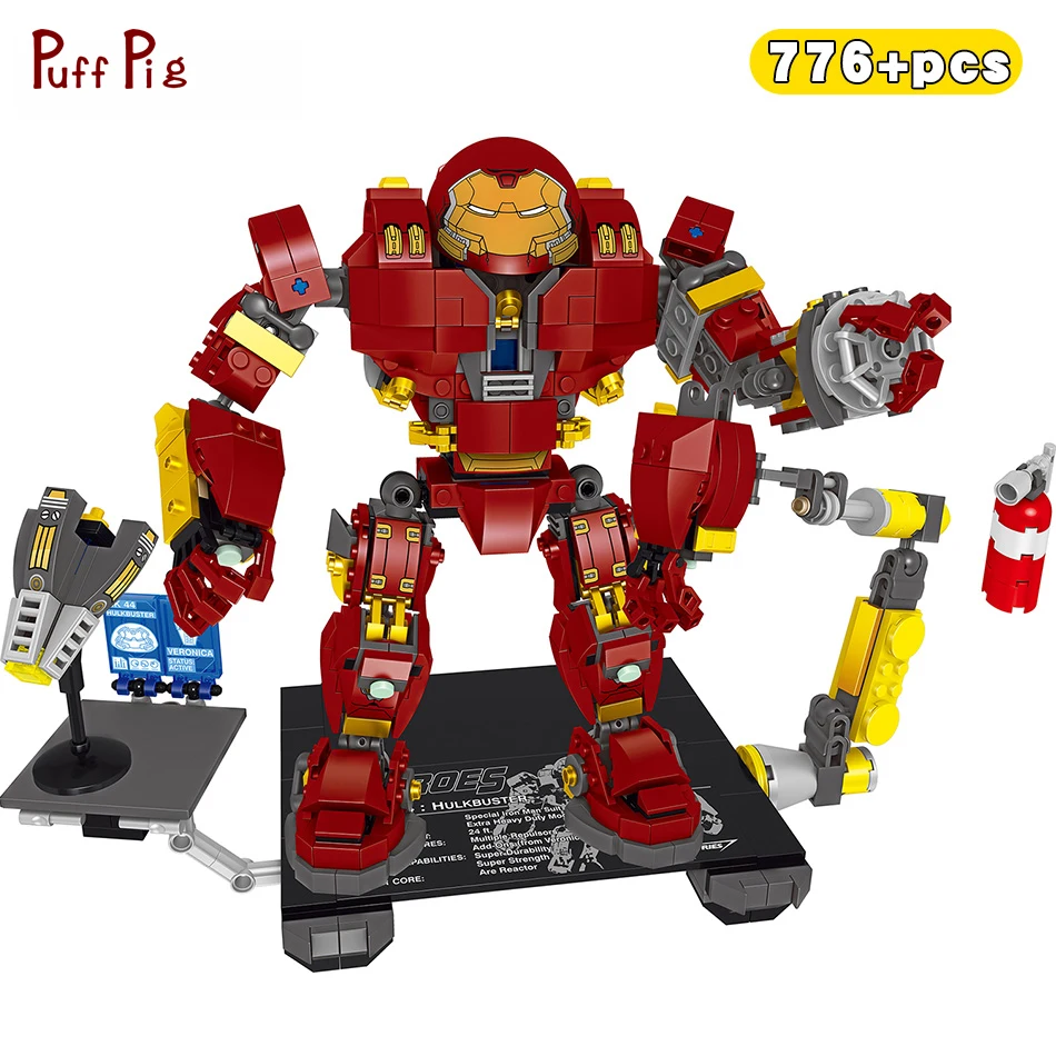 

776pcs Super Heroes Infinity War Iron Man The Hulk Buster Mecha Figures Building Blocks Compatible Legoing Star War Bricks Toys
