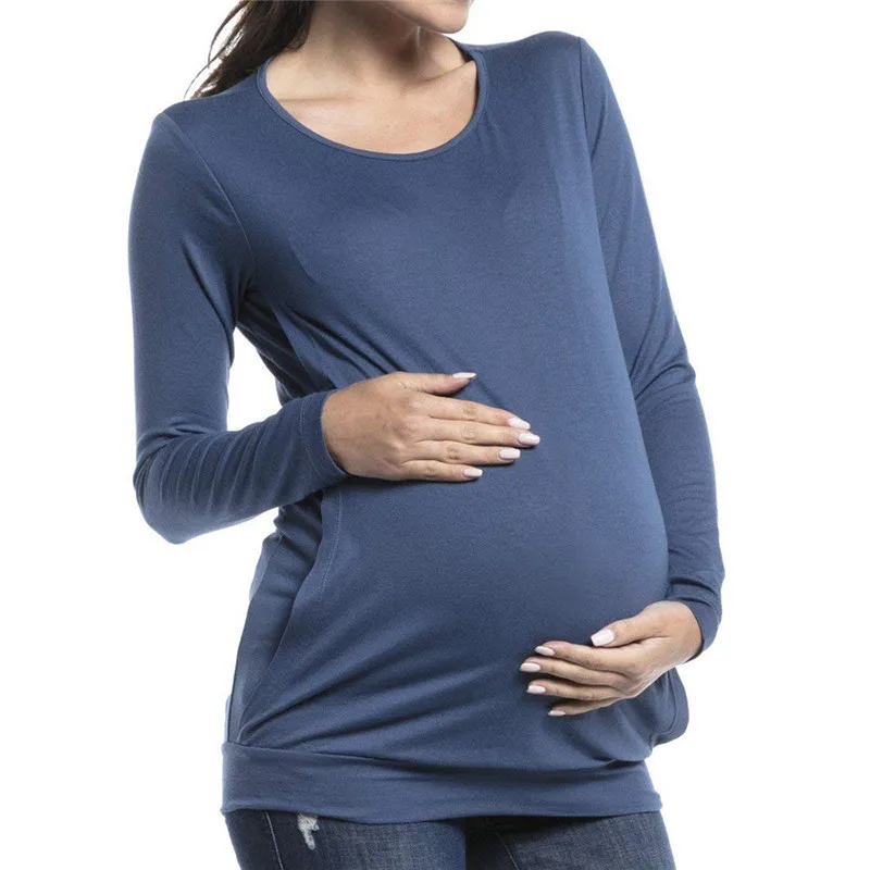 

Wisefin Maternity Tops Women T Shirt Long Sleeve Autumn Pregnancy Tees Clothes O-Neck Maternity Breastfeeding Nursing T-Shirts