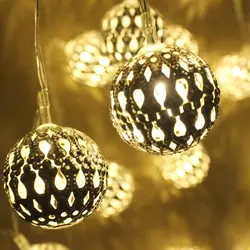 М 1 м золотой марокканский шар светодио дный светодиодные гирлянды на батарейках с 10 светодио дный s, Рождественские Свадебные декоративные