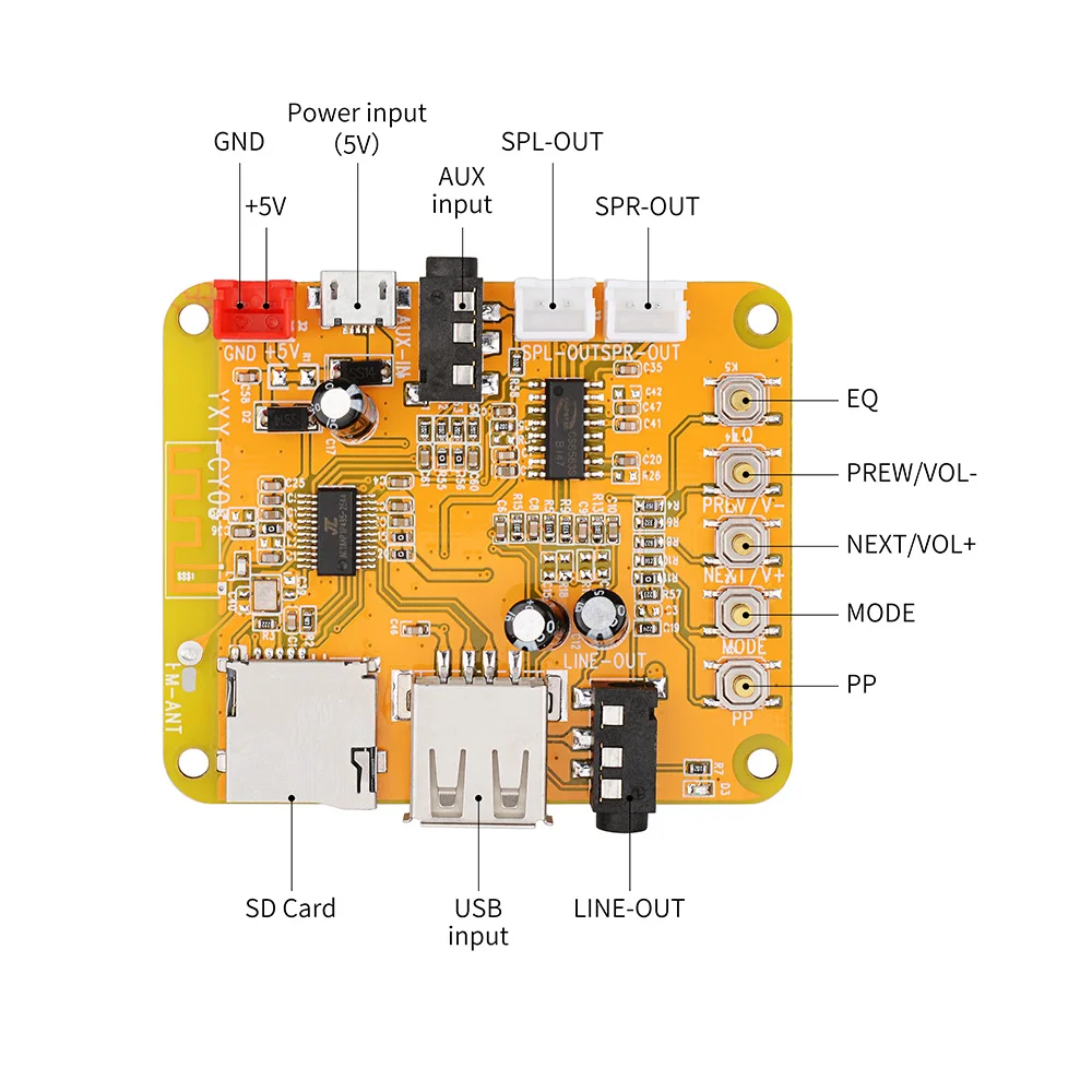 Mp3 декодер AIYIMA с Bluetooth аудиоприемник 5Wx2 усилителем мощности 5В APE FLAC WAV MP3