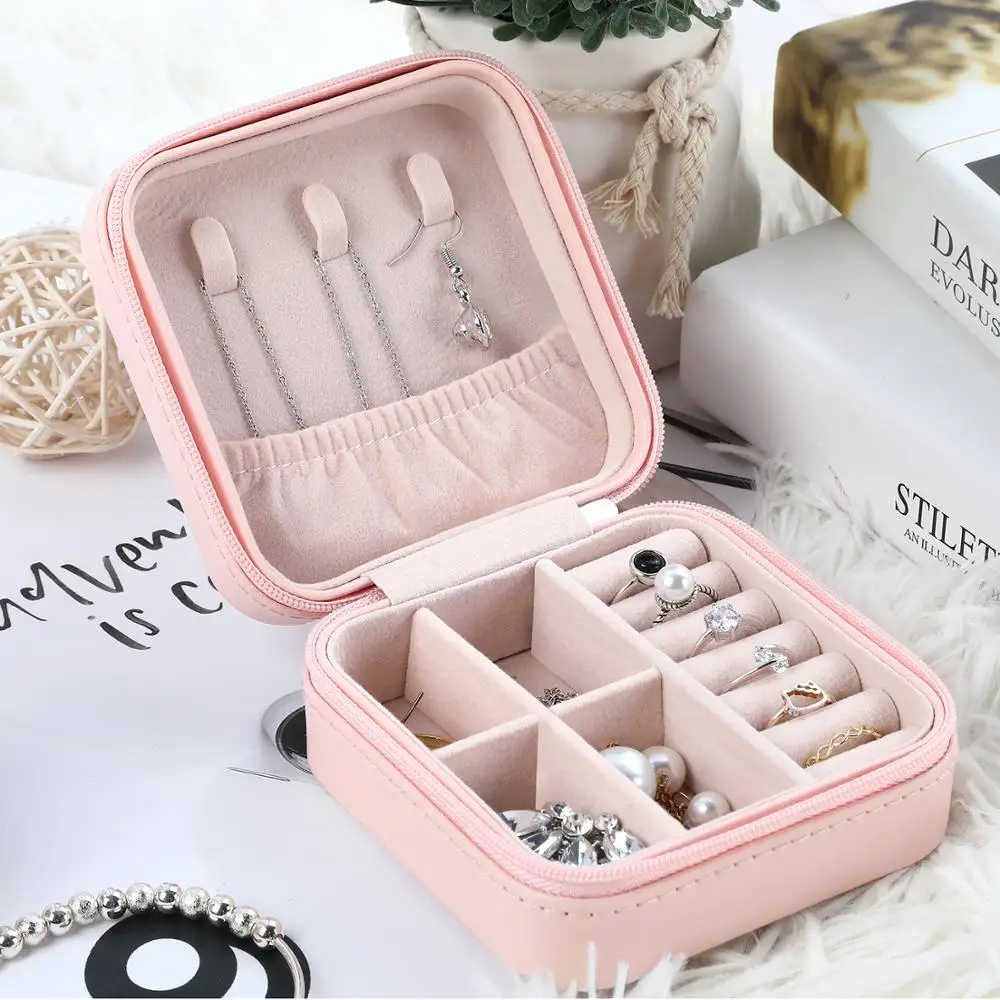 

BUBM Small PU material Travel Jewelry Box Organizer Display Storage Case for Rings Earrings Necklace Accesories