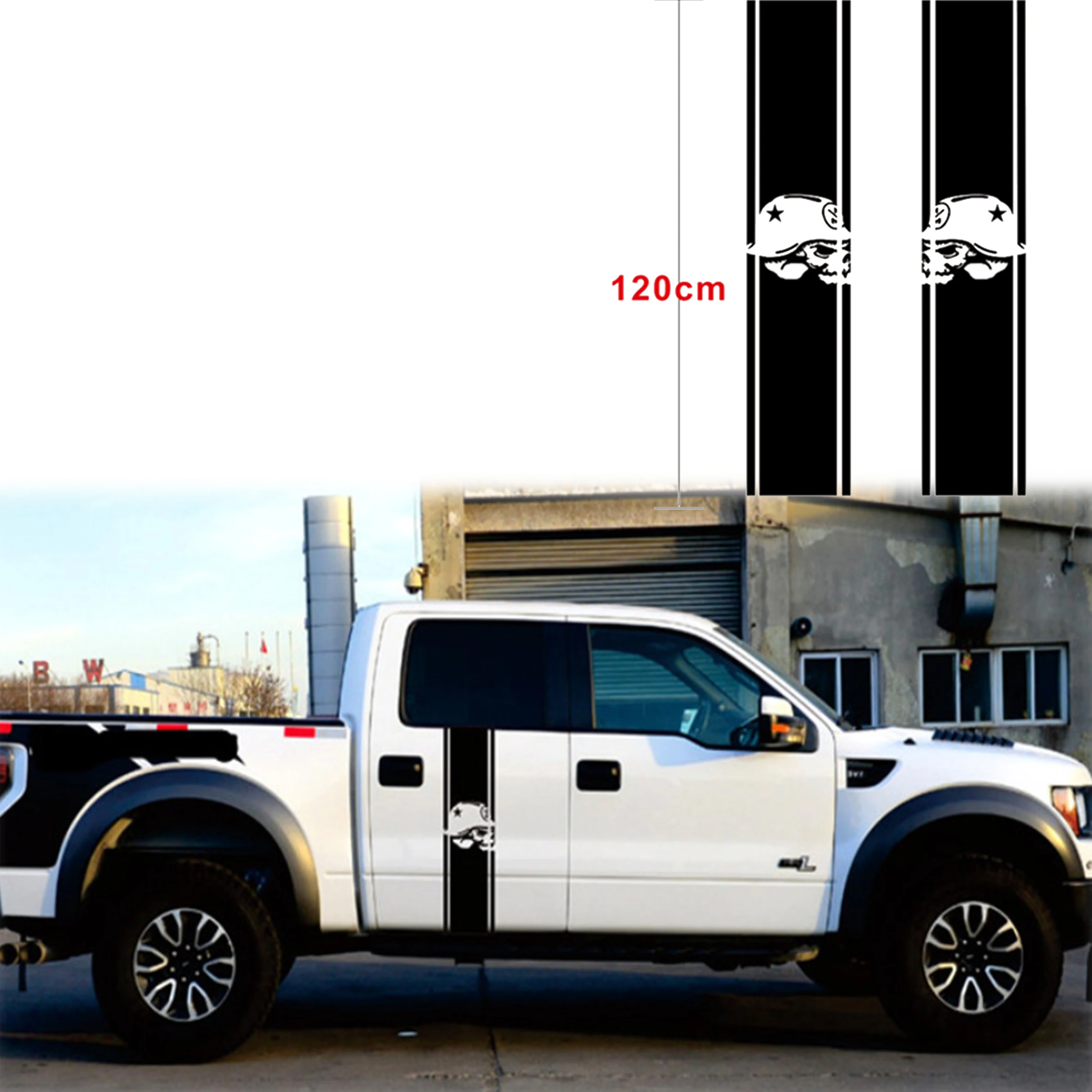 

Truck Bed Stripe Skull Decal Racing Stripe Skull Truck Vinyl Stickers Decals For 1500 2500 RAM