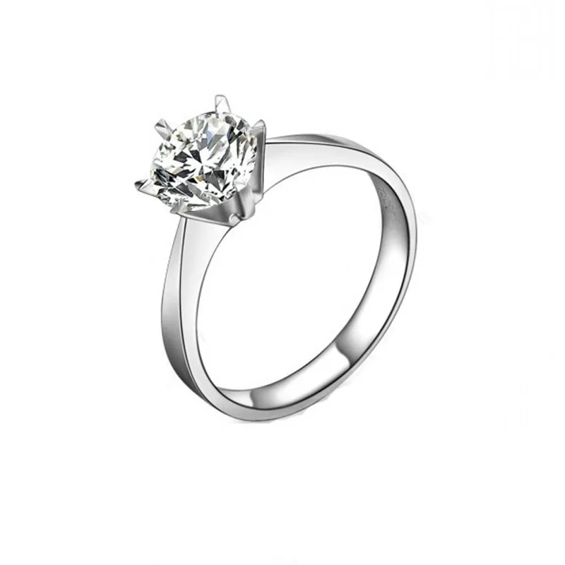 1,0 Ct искусственный камень серебро 925 Обручальное кольцо для женщин простой классический дизайн Настоящее серебро 925 Свадебные украшения подарки