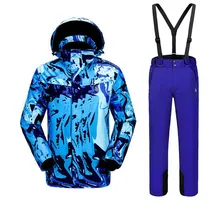 Зимняя мужская ветронепроницаемая Водонепроницаемая теплая лыжный костюм, для спорта на открытом воздухе дышащая износостойкая лыжная куртка+ лыжные брюки на подтяжках Размер s-xxl