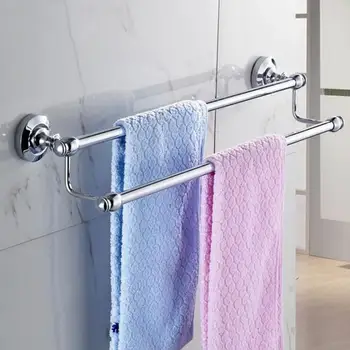 

Antique Chrome Towel Rack Wall Mounted Solid Brass Towel Bar 2-Layers Polished Towel Holder Wall Mounted Bathroom Hardware Sets