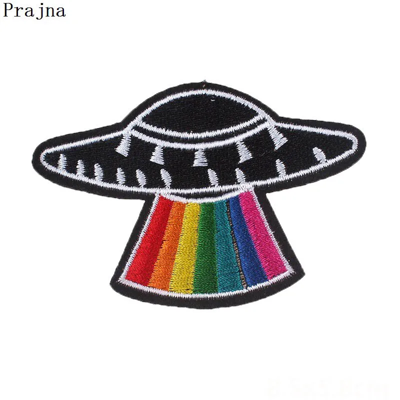 Prajna UFO нашивки с радугой мультяшный космический разрыв милая наклейка железной