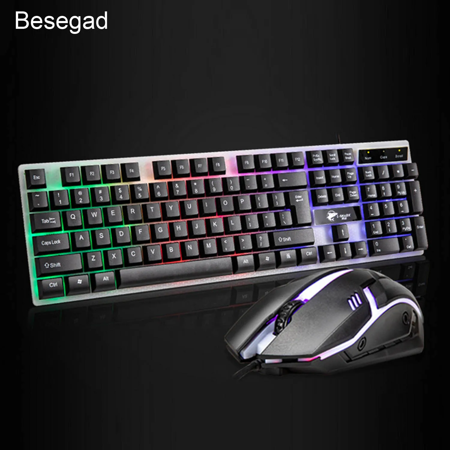

Elisona Wired USB LED Gaming Keyboard Mouse Set Backlight With Mechanical Feel for Computer PC Game Overwatch Lol Dota Csgo