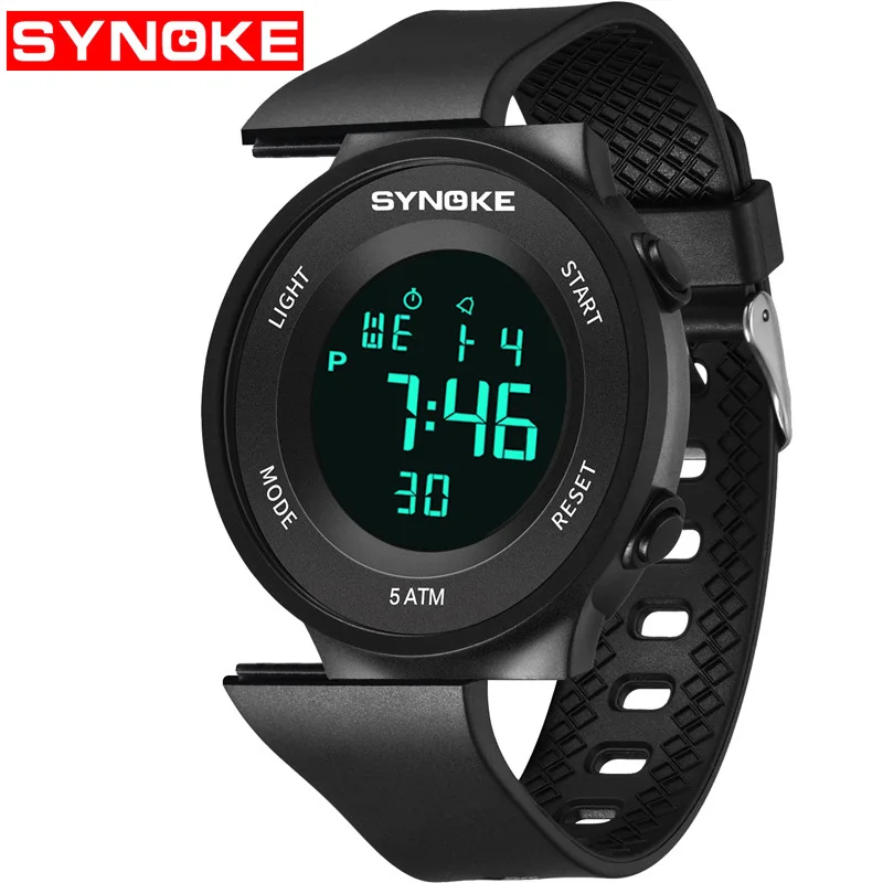 SYNOKE цифровые спортивные часы для мужчин 2018 водонепроницаемый светодиодный