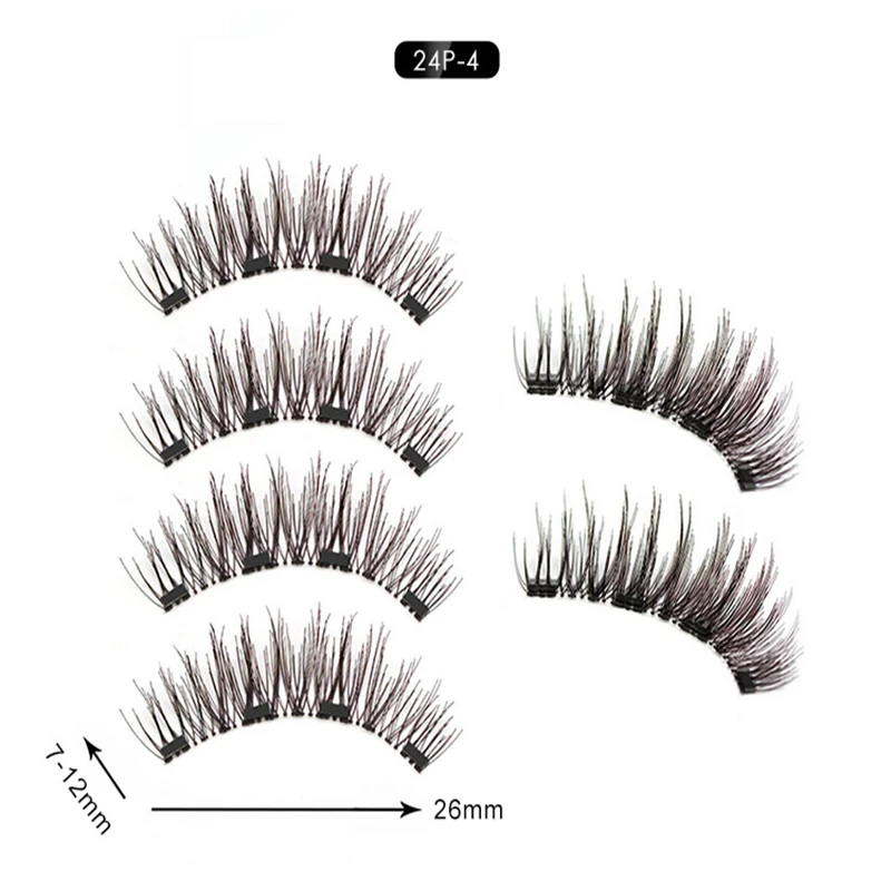 New 2 Pair 4 Magnetic False Eyelashes natural 3D Reusable magnets handmade magnetic lashes natural Mink eyelashes magnet lash