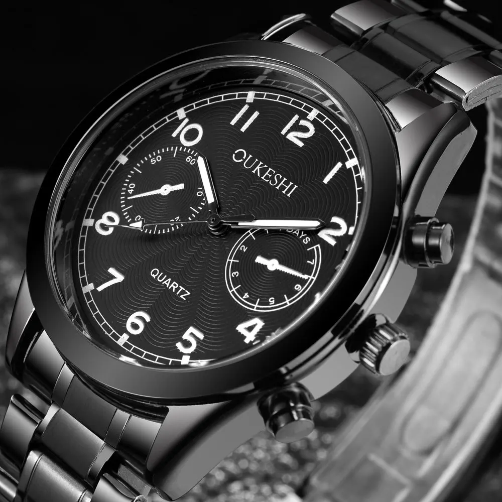 New Luxury Men Quartz Full steel watch hot sale business wristwatch best quality stainless steel fashion round dial relojes