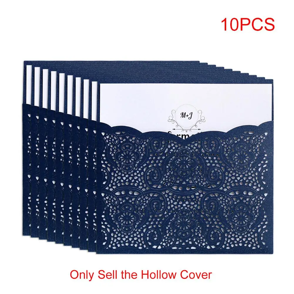  2018 New 10PCS European Style Laser Cut Wedding Invitations Cards Lace Pocket Greeting Card Wedding - 32910360057