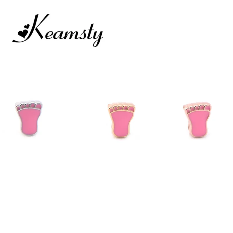 Keamsty 3pcs Pink Toes 8mm Keeper Slide Charms for Women Stainless Steel Mesh Leather Bracelet Making Personalized | Украшения и