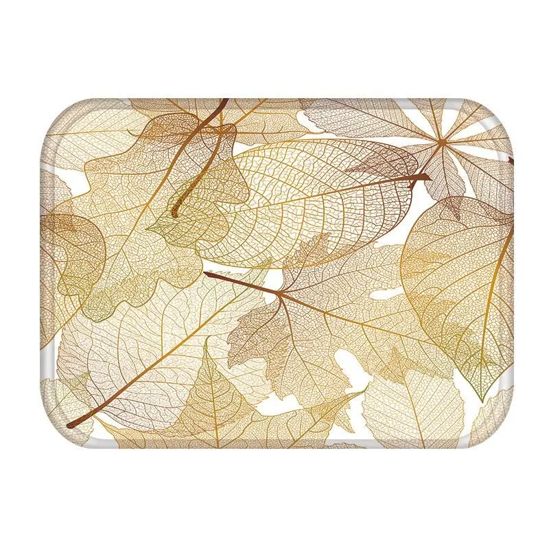 Golden Tropical Leaves Kitchen Entrance Door Mat Coral Velvet Carpet Rubber Colorful Indoor Floor Mats Non-Anti-Slip Rug 48255 - Цвет: 2DD-48255-012