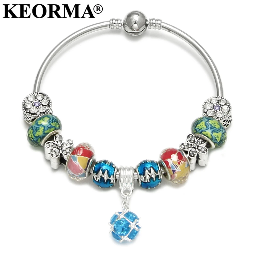 KEORMA 7 Colors Summer Style Colorful Crystal Beads Charm Bracelet