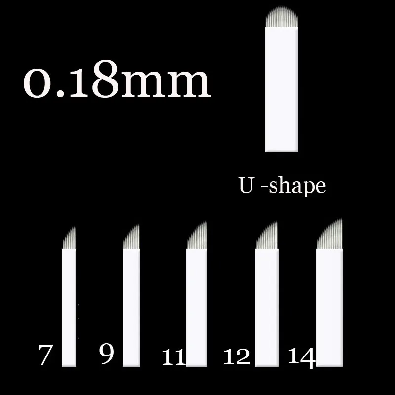

0.18mm 7 9 11 12 14 U shape Permanent Makeup Eyebrow flex Tattoo Needles Blade For 3D Microblading lamina blade Agulhas Tebori