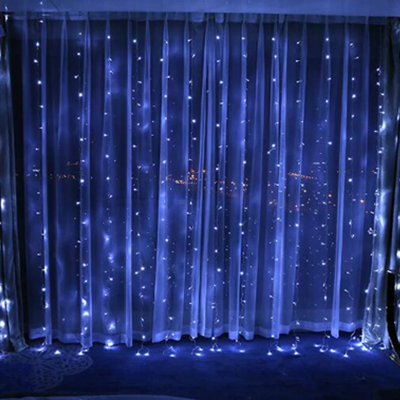 Lamp Night Light 3M x 3M Garland LED Curtain Lcicle String Romantic Curtain Lights Wedding Holiday Christmas Lights String (9)