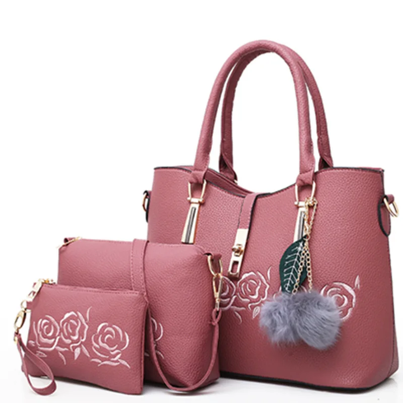 Herald модные 3 шт. кожаные сумки женская сумка через плечо известного бренда женская повседневная сумка-тоут женская сумка-мессенджер Bolsas Feminina - Цвет: Pink