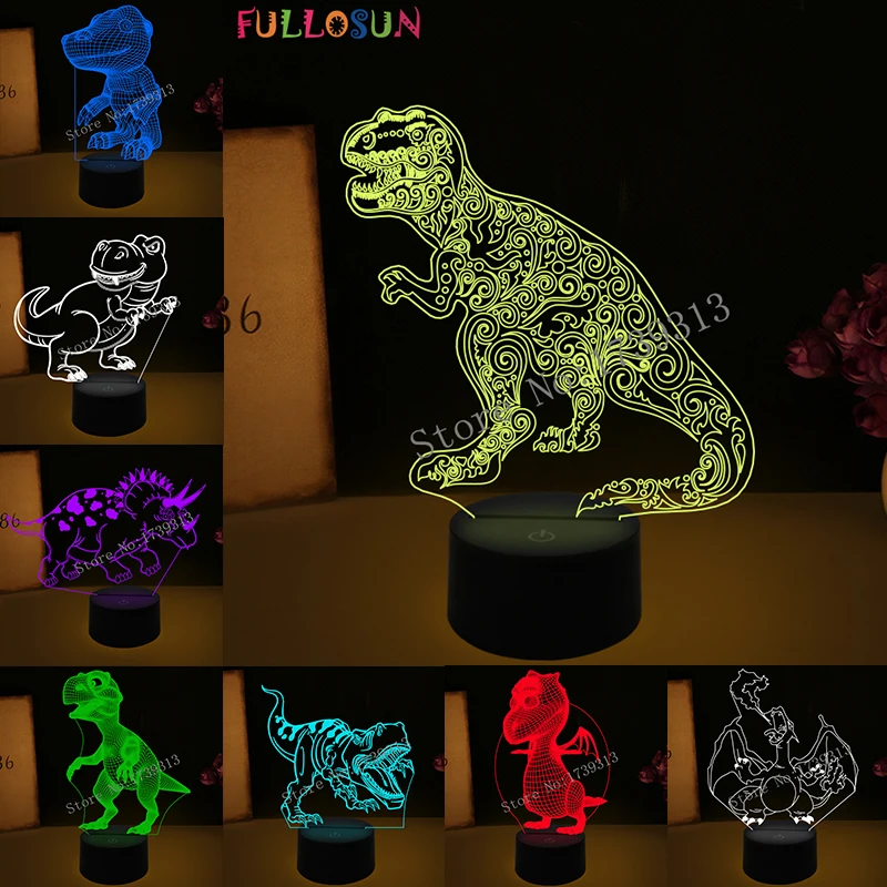 

Funny 3D Visual LED Dinosaur Shape Night Lamp LED Colorful Table Lamp as Kids Room Decorations & Child Toys Gifts