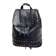 2016 New Fashion Women Backpack Rivet Backpack Travel Leather Rucksack Women Shoulder School Bag mochila feminina