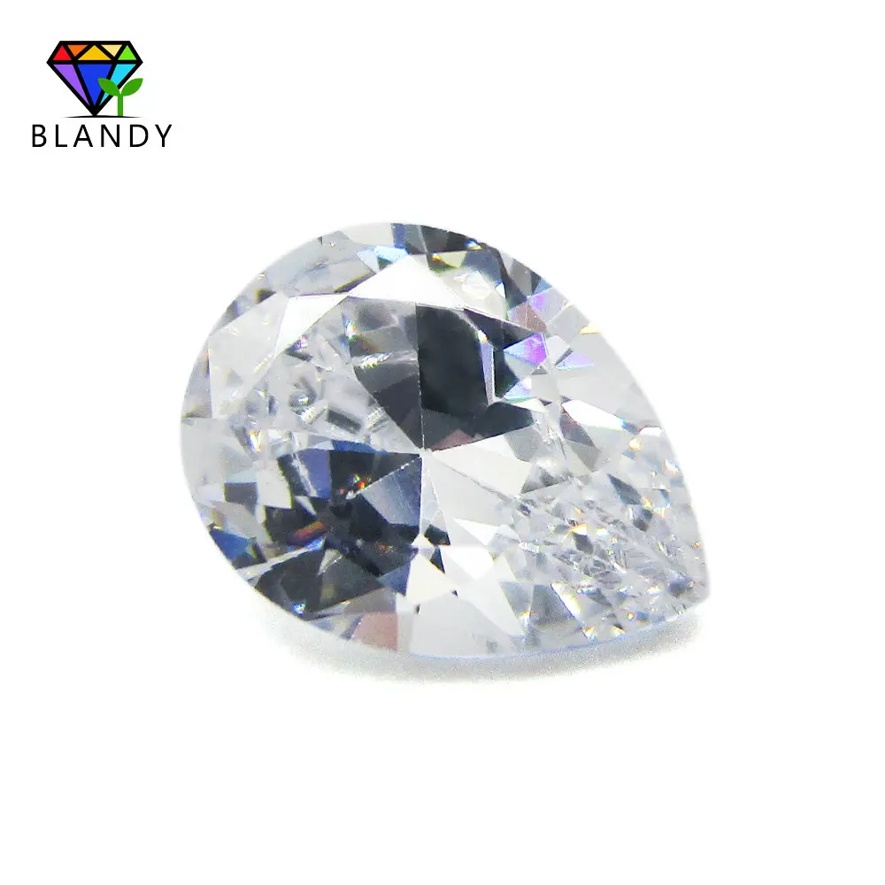 

Factory Price 5A 2x3~13x18mm Pear Shape White Cubic Zirconia Machine Cut Loose Zirconia Stone Synthetic CZ Gems For Jewelry