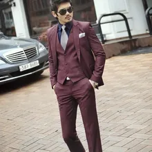 Для Мужчин's Костюмы(куртка+ Брюки для девочек+ жилет) для мужчин Винтаж Свадебные Жених чистый цвет Костюмы Бизнес партии костюмы для торжественных случаев с Брюки для девочек