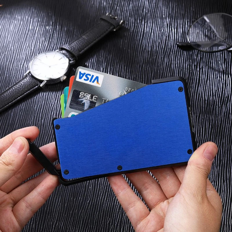 blue carbon fiber wallet