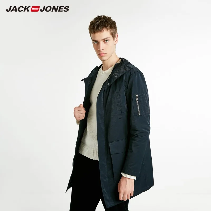 JackJones, Мужская парка с капюшоном, пальто, длинная куртка, ветрозащитное пальто, мужская одежда 218309506