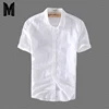 Camisas de lino hombres Casual manga corta 4XL de talla grande blanco cuello vuelto hombre verano Hawaii vacaciones hombres camisa Y006 ► Foto 1/6