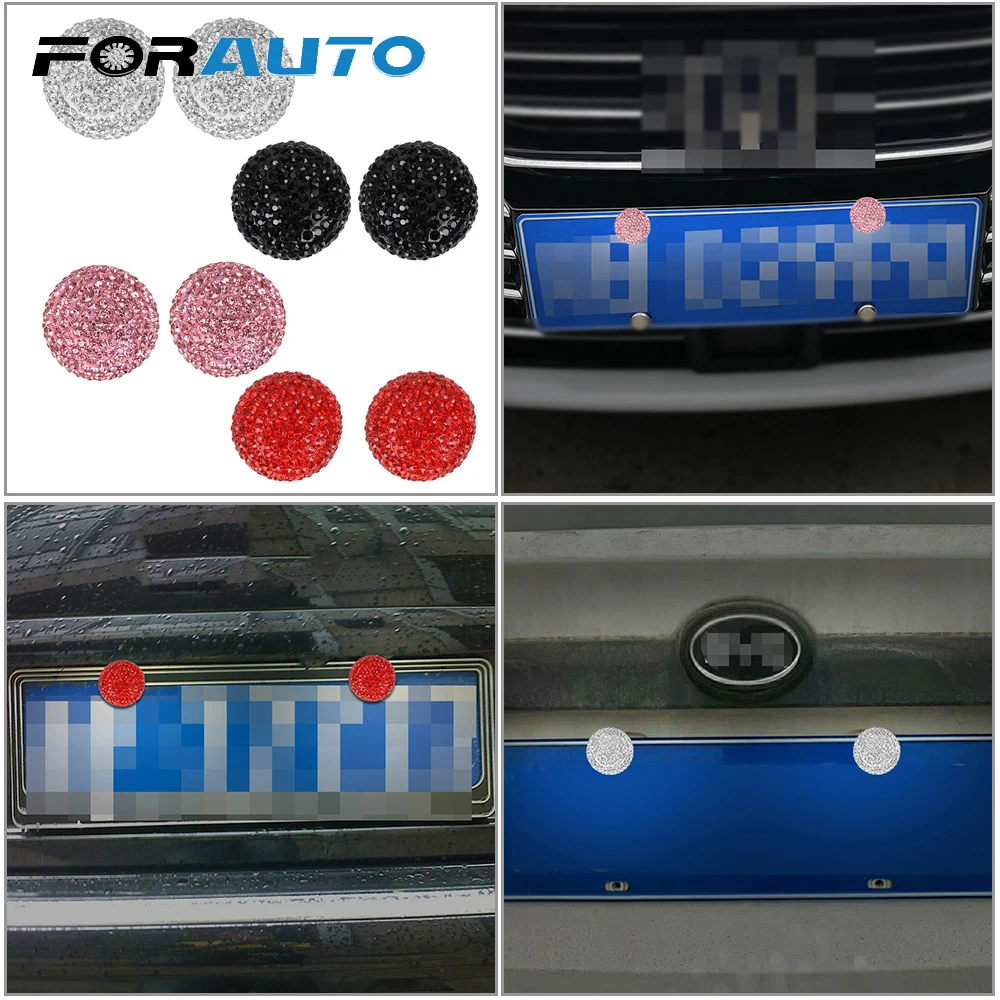 

FORAUTO Bolt Rims Car Crystal Cap Decor Auto Hub Screw Cover Special Socket Car License Plate Frame Nut Caps Universal 2Pcs/Set
