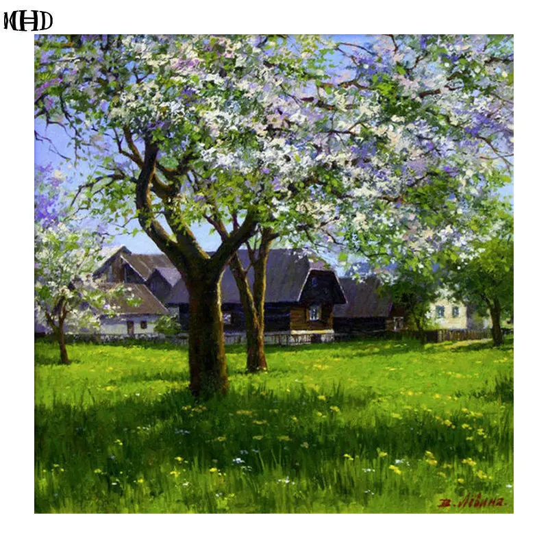

5D Diamond Embroidery spring scenery tree Full Square Drill Needlework Diy Diamond Painting Cross Stitch Kits Mosaic Crafts
