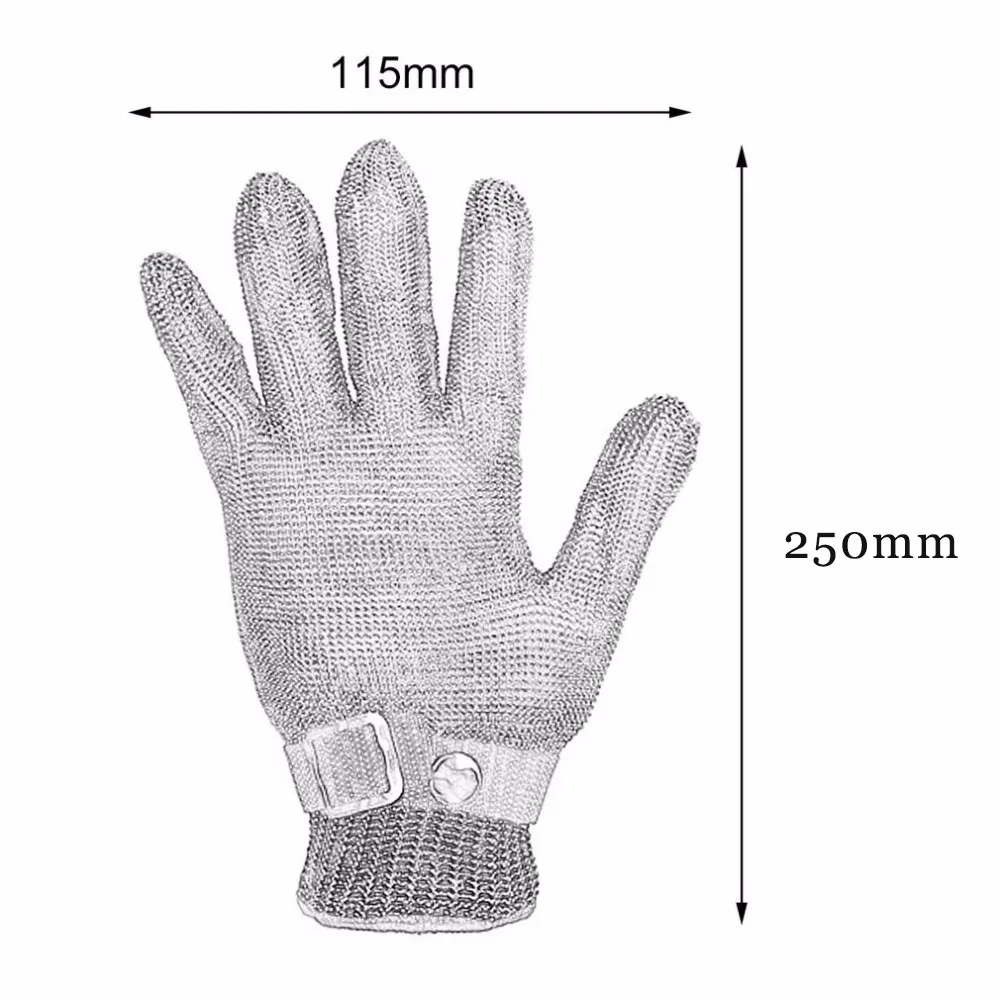 Safety Glove with Buckle Cut Proof Stab Resistant Kitchen Working Red Glove Stainless Steel Metal Mesh Butcher Cutting Size L Safety Glove with Buckle Cut Proof Stab Resistant Kitchen Working Red Glove Stainless Steel Metal Mesh Butcher Cutting Size L