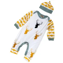 1 шт. новорожденного Обувь для мальчиков Обувь для девочек Комбинезон с оленем комбинезон шляпа oc30