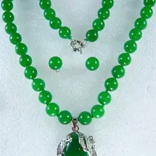 Натуральный женский подарок ювелирные изделия слово циркон Тонкий последний благородный с зелёными камнями подвеска для ожерелья и сережек набор серебряные ювелирные изделия Свадебные