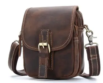 

2017 men 100% genuine leather waist bag vintage Crazy horse cowhide belt bags men's fanny waist pack high quality small bag new