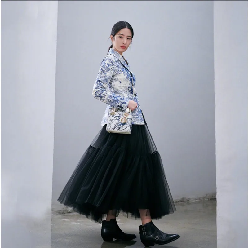 

EXCOSMIC Animal Printing Series Cotton Walking Show New Customized Three-Dimensional Cut V-collar EmbroideryElegant Suit Jacket