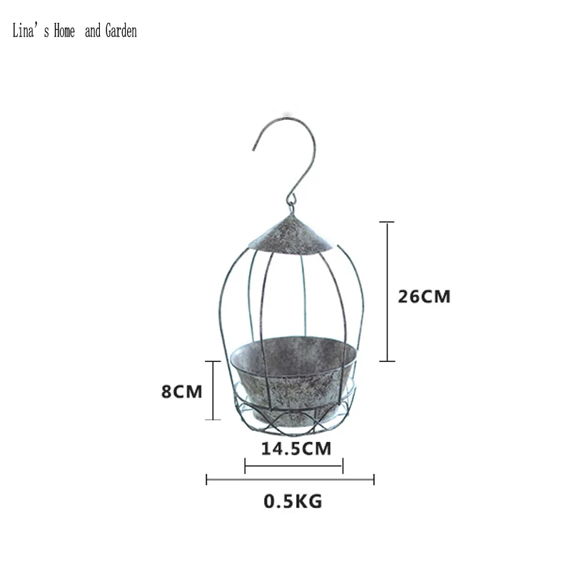 Деревенские винтажные серые Мини металлические подвесные цветочные горшки