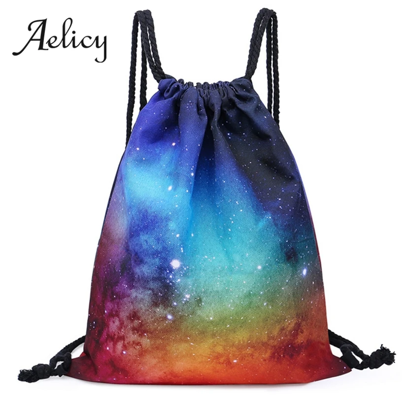 

Aelicy Fashion Starry Sky Printing Shoulder Pocket Unisex Fitness Sports Bag Men Outdoor Travel Drawstring Backpack Women