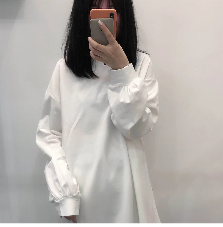 Корейская винтажная Стильная однотонная белая футболка для женщин Harajuku Готическая облегающая черная футболка для женщин топы в стиле хип-хоп Повседневная футболка с длинным рукавом