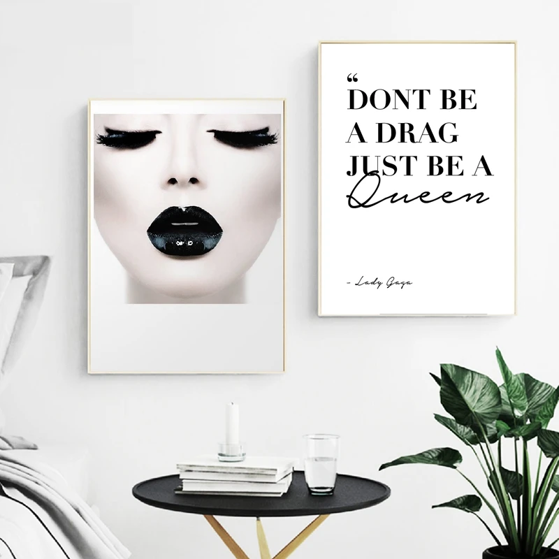 Gaga Wall Art плакат губ и ресниц принты женская модная Холст Картина девушки номер