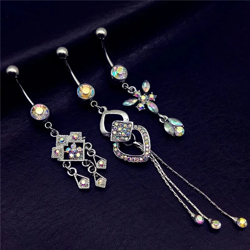 316L 2 PCS Christmas Dangle Mistletoe Belly Button Rings 14G Stainless Steel Jingling Bell Belly Navel Rings For Women Belly Piercing Jewelry