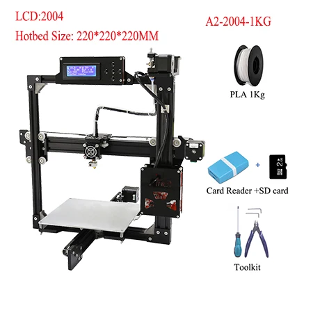 Anet A2 металлическая рамка простая сборка 3d принтер машина lcd 2004/12864 дополнительный DIY 3d принтер комплект Авто-выравнивание части Impressora 3d - Цвет: A2-2004-1KG