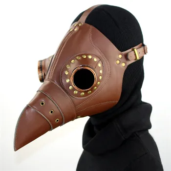 

Cospaly Dr. Beulenpest Steampunk Plague Doctor Mask Brown PU Leather Birds Beak Masks Halloween Art Cosplay Carnaval Props