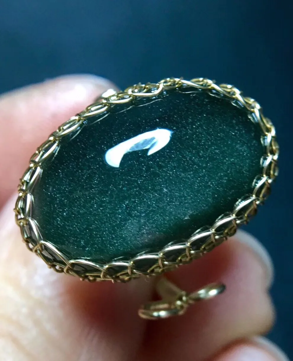 

Natural Green Phantom Quartz Crystal Adjustable Ring Woman Man Love Gift 20x14mm Clear AAAAA Lucky Stone 14K Gold Ring Jewelry